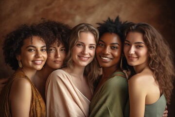 Group of multiracial woman standing together Generative AI