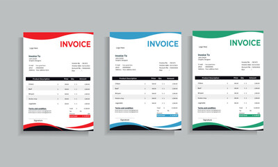 Invoice minimal design template. Bill form business invoice accounting design. Invoice design template.