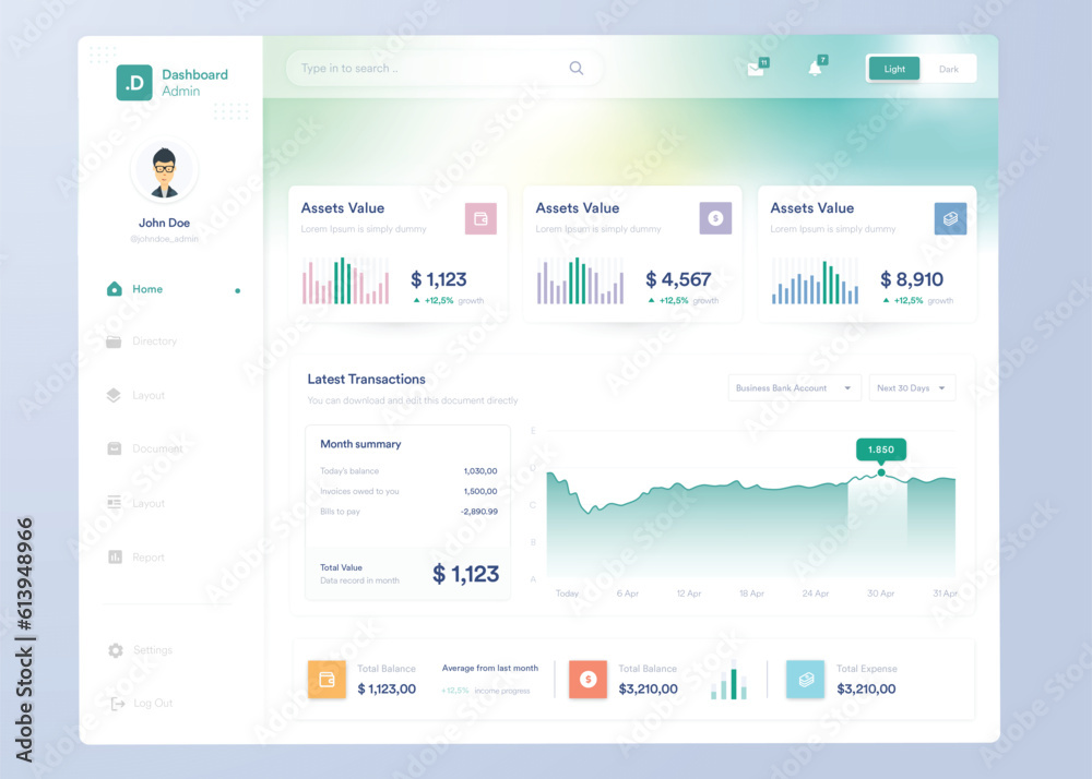 Wall mural infographic dashboard. ui design with graphs, charts and diagrams. web interface template for busine