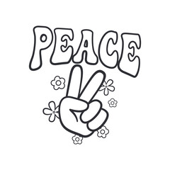 Peace hand and flowers vector