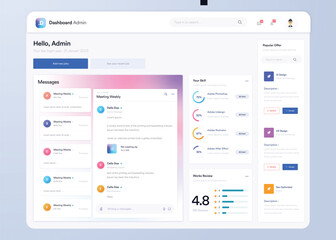 Infographic dashboard. UI design with graphs, charts and diagrams. Web interface template for business presentation. 