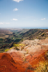 Panoramic View looking out over Waimea Canyon State Park on the island of Kauai, Hawaii