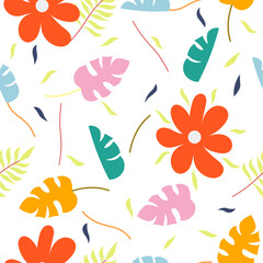 seamless design. trend vector graphics. summer colorful flowers and leaves. background for any products