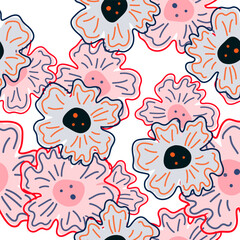 Chamomile flower seamless pattern, elegantly in a simple style. Abstract floral endless background.