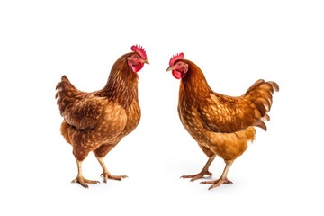 two_brown_and_white_chickens