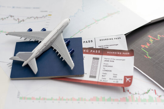ticket flight air plane travel business traveller trip passport traveler airplane passenger journey air ticket booking aircraft boarding concept - stock image