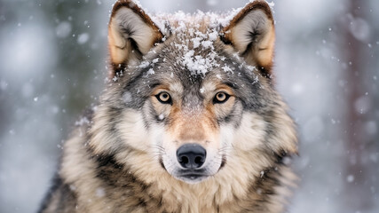 a wolf portrait at snow day - obrazy, fototapety, plakaty