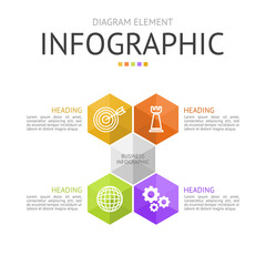 hexagon pyramid hive for infographic. used for process diagram, presentation, working flow, information layout, banner, chart, and graph. business concept with 4 options. data visualization.