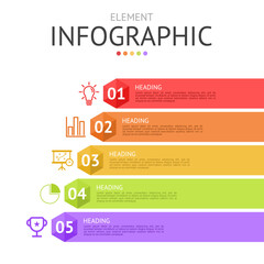 hexagon pyramid line level for infographic. used for process diagram, presentation, working flow, information layout, banner, chart, and graph. business concept with 5 options. data visualization.