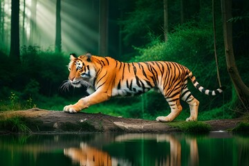 Fototapeta na wymiar tiger in thejungle