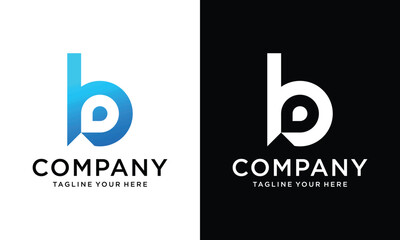 Letter b logo icon design template on a black and white background.