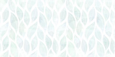 Watercolor leaves seamless vector pattern. Line leaf background, textured jungle print.