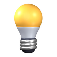 Light bulb 3d icon idea, 3d lamp render illustration