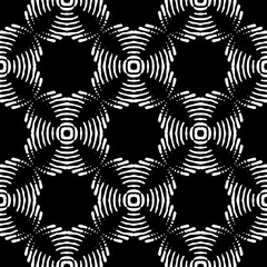  Background with abstract shapes. Black and white texture. Seamless monochrome repeating pattern  for decor, fabric, cloth. 