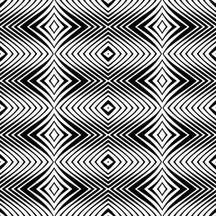 Vector pattern with symmetrical elements . Modern stylish abstract texture. Repeating geometric tiles from striped elements. Black and white pattern.