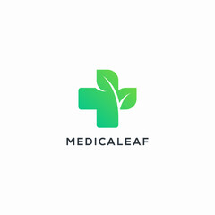 medical leaf logo design vector
