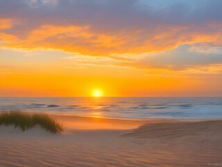 Obraz premium sunset at the beach generated by Ai