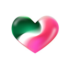 Green pink transparent heart