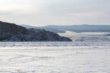 Coast of lake Baikal in winter