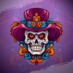 Mexican Calavera: Modern Gaming Design Vector for Esport Team Logo and T-Shirt Printing