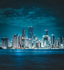 Naklejka premium city skyline at night beautiful new miami Florida Brickell area 