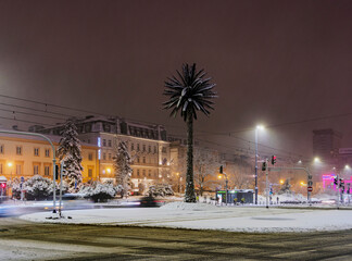 Artificial Palm Tree at Charles de Gaulle Roundabout, Warsaw, Masovian Voivodeship, Poland