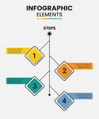 4 Steps tree shape infographic template design