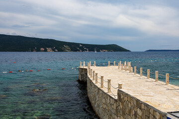A beautiful view of the sea coast, the mountains are an ideal place for summer vacation. Adriatic...