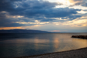 A beautiful view of the sea coast with boats, a place for summer vacation. Adriatic Sea.