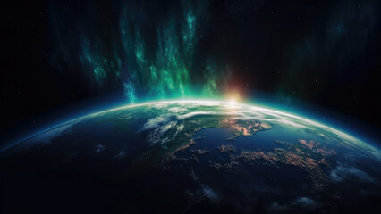 Obraz na płótnie Canvas Planet Earths colorful dream in outer space - Generative AI