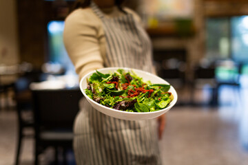 Salad offered restaurant fine dining