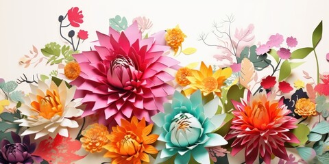 Fototapeta na wymiar beautiful and colorful paper cut flowers