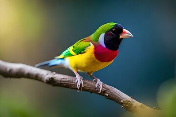 Fototapeta na wymiar Gouldian finch on the branch generated by Ai