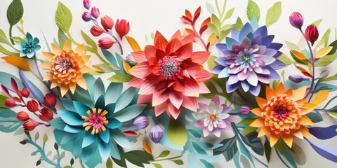 Badezimmer Foto Rückwand beautiful and colorful paper cut flowers © Thiago