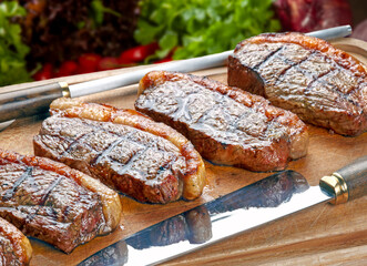 Fototapeta na wymiar Steak rotisserie at the steakhouse, sliced picanha, Picanha