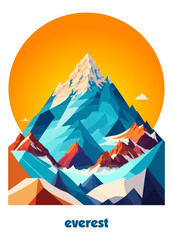 Vector botanical wall arts, with Everest mountain