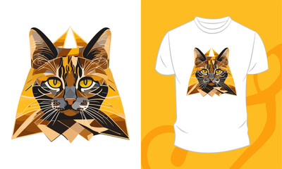Vector graphic t-shirt design, with  cat