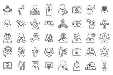 Expert icons set outline vector. Personal talent. Self skill