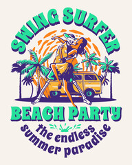 Swing Surfer - Beach Party Vector Art, Illustration, Icon and Graphic
