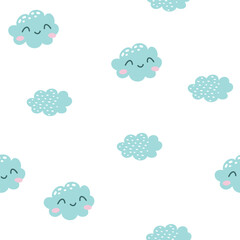 Seamless vector pattern. Cute clouds. Delicate pattern for children's products and textiles 