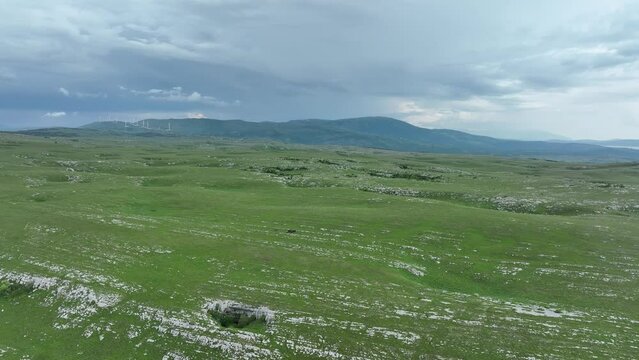 Epic Aerial Over Large Herd Of Wild Horses Running Galloping In Wild Nature Slow Motion Through Meadow Golden Hour Horse Breeding Ecology Exploration Power and Endurance Concept 4K