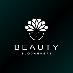 Beauty logo with woman and business card design template, flower, logo, woman, Premium Vector.