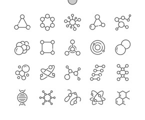 Naklejka na ściany i meble Molecule. Science and chemistry. Atom structure, connection, genetic. Pixel Perfect Vector Thin Line Icons. Simple Minimal Pictogram