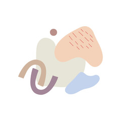Boho style abstract shapes, simple hand drawn art objects vector illustration in trendy pastel colors, minimalist collection perfect for making cards, banners, modern posters, textile, wall art