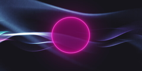 Circular neon on colored background