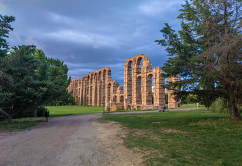 Roman Aqueduct of Merida Los Milagros. Extremadura, Spain
