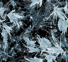 seamless watercolor art background.
Branch with a bump,pine cone. Coniferous sprig of cedar, pine, spruce in watercolor.Branch of spruce, pine, cedar tree. 
Abstract paint splash.Fashion pattern,print