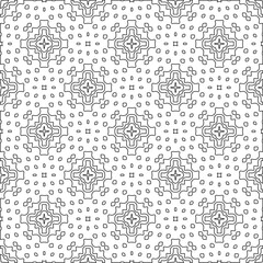 Vector pattern with symmetrical elements . Modern stylish abstract texture. Repeating geometric tiles from striped elements. Black and white pattern.