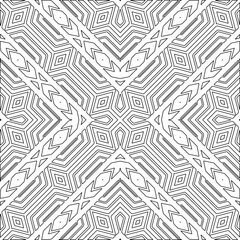Vector pattern with symmetrical elements . Modern stylish abstract texture. Repeating geometric tiles from striped elements. Black and white pattern.