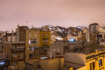 Fototapeta premium Nightfall over Gracia, a residential area of Barcelona (Spain).